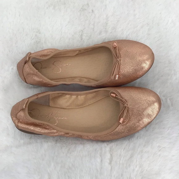 Jessica Simpson Nalan Leather Rose Gold Ballet Flats Casual Career Size 7.5 - Picture 9 of 11